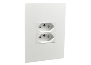 SOUTH AFRICA 16 AMPERE-250 VOLT SANS 164-2 <font color="yellow"> TYPE N </font> (SA1-16R) DUPLEX OUTLET, SHUTTERED CONTACTS, 2 POLE-3 WIRE GROUNDING (2P+E). WHITE.  

<br><font color="yellow">Notes: </font> 
<br><font color="yellow">*</font> Mounts on American / South Africa 2x4 wall boxes.
<br><font color="yellow">*</font> Effective January 2018, all new South Africa electrical installations shall include a minimum of one outlet complying with South Africa standard SANS 164-2. Outlet accepts South Africa SANS 164-2 type N (3 pin), SANS 164-5 (2 pin) plugs and type C (2 pin) "Europlugs".
<br><font color="yellow">*</font> Plugs, power cords, GFCI sockets, power strips, adapters, WP enclosures listed below in related products. Scroll down to view.