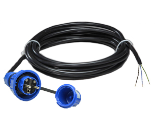 EUROPEAN SCHUKO, GERMAN WATERTIGHT 25 FOOT EXTENSION CORD, 16 AMPERE-250 VOLT, H07RN-F 2.5mm² RUBBER CORDAGE, IP68 WATERTIGHT PLUG CEE 7/7 TYPE F (EU1-16P), 2 POLE-3 WIRE GROUNDING (2P+E). BLUE.
<br><font color="yellow">Length: 7.6 METERS (25 FEET)</font>  
<br><font color="yellow">Notes: </font>
<br><font color="yellow">*</font><font color="orange">Custom lengths / designs available.</font>
<br><font color="yellow">*</font> Extension Cord Locks onto European Schuko German IP68 Watertight Panel Mount Power outlets # <a href="https://internationalconfig.com/icc6.asp?item=71446" style="text-decoration: none">71446</a>.

<br><font color="yellow">*</font> Extension Cord Locks onto European Schuko German IP67 Watertight Power Strip # <a href="https://internationalconfig.com/icc6.asp?item=71449" style="text-decoration: none">71449</a>.

<br><font color="yellow">*</font> France / Belgium Watertight extension cords available. View  # <a href="https://internationalconfig.com/icc6.asp?item=71025" style="text-decoration: none">71025</a>.

<BR><font color="yellow">*</font> Material: Nylon, Temp. Range = -5°C to +40°C.<br><font color="yellow">*</font> Watertight IP68 European Schuko, German outlets, plugs, connectors listed below in related products. Scroll down to view. 