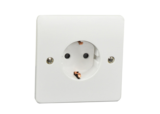 EUROPEAN "SCHUKO" 16 AMPERE-250 VOLT OUTLET, CEE 7/3 TYPE F (EU1-16R), SHUTTERED CONTACTS, (86mmX86mm SIZE), FLUSH MOUNT OR PANEL MOUNT, 2 POLE-3 WIRE GROUNDING (2P+E). WHITE.  

<BR><font color="yellow">Notes:</font>
<br><font color="yellow">*</font> Mounts on European wall boxes with 60mm (60.3mm) centers.
<BR><font color="yellow">*</font> European wall boxes = #72350X47D, 72350X35D, 72350-F, 77190, 72360.
<BR><font color="yellow">*</font> Weatherproof versions available. Use #74790-B1 (IP66 rated), #74790-A (IP55 rated), #74790 (IP13 rated).
<BR><font color="yellow">*</font> European "Schuko" connectors, plugs, inlets, outlets, GFCI/RCD sockets, power strips, power cords, plug adapters in related products. Scroll down to view.