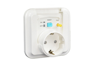 EUROPEAN (SCHUKO) <font color="yellow"> GFCI (RCD) </font> OUTLET, 16 AMPERE-230 VOLT, 50 Hz, <font color="yellow">10mA TRIP</font>, CEE 7/3 TYPE F SOCKET (EU1-16R), SHUTTERED CONTACTS, TEST / RESET BUTTON, ON/OFF INDICATORS, SCREWLESS TERMINALS, 2 POLE-3 WIRE GROUNDING (2P+E). WHITE. 

<BR><font color="yellow"> Notes:</font>
<BR><font color="yellow">*</font> Mounts on European wall boxes with 60mm (60.3mm) mounting centers.
<BR><font color="yellow">*</font> Mounts on # wall boxes # 72350X47D, 72350X35D, 72350-F wall boxes or panel mount.
<BR><font color="yellow">*</font> Use on single phase 230 volt circuits only. 
<BR><font color="yellow">*</font> Not for use on life support, medical equipment, refrigeration equipment.
<BR><font color="yellow">*</font> GFCI (RCD) outlets are available for all countries. Contact us.  

