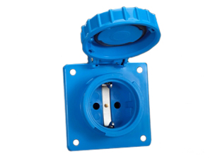EUROPEAN SCHUKO LOCKING (*) 16 AMPERE-250 VOLT CEE 7/3 (EU1-16R) TYPE E, F, IP66 / IP68 WATERTIGHT OUTLET (WITH  GASKET), PANEL OR WALL BOX MOUNT, 2 POLE-3 WIRE GROUNDING (2P+E). BLUE.

<br><font color="yellow">Notes: </font> 
<br><font color="yellow">*</font> Operating temp. = -30�C to +40�C.
<br><font color="yellow">*</font> Storage temp. = -40�C to +80�C.
<br><font color="yellow">*</font> Screw torques: Terminals = 0.5Nm, Housing = 0.8Nm.
<br><font color="yellow">*</font> Material = PTB
<br><font color="yellow">*</font> (*) Locking and watertight when connected with #70341-N, #71341, #71441 Plugs. Twist type locking collar locks and seals connection. Prevents accidental disconnects.

<br><font color="yellow">*</font> European, France, Belgium IP66, IP68, locking / watertight outlets, plugs, connectors and IP44, IP54 International / Worldwide panel mount / wall box mount power outlets for all countries are listed below in related products. Scroll down to view.