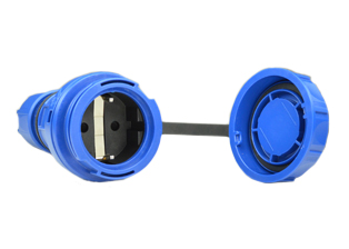 EUROPEAN SCHUKO CONNECTOR, LOCKING 16 AMPERE-250 VOLT IP66 / IP68 WATERTIGHT REWIREABLE CONNECTOR, CEE 7/3 (EU1-16R) TYPE E, F, SHUTTERED CONTACTS, 2 POLE-3 WIRE GROUNDING (2P+E). BLUE.    

<br><font color="yellow">Notes: </font>    
<br><font color="yellow">*</font> # 70361 Watertight Connector Locks onto Schuko Plug #  <a href="https://internationalconfig.com/icc6.asp?item=70341-N" style="text-decoration: none"> 70341-N </a>. Prevents accidental disconnects.        
<br><font color="yellow">*</font> # 70361 Watertight Connector Locks onto Schuko Plug #  <a href="https://internationalconfig.com/icc6.asp?item=71441" style="text-decoration: none"> 71441</a>. Prevents accidental  disconnects.        
<br><font color="yellow">*</font> # 70361 Watertight Connector Locks onto Schuko Power Inlet series #  <a href="https://internationalconfig.com/icc6.asp?item=71442" style="text-decoration: none"> 71442</a>. Prevents accidental  disconnects. 
<br><font color="yellow">*</font> Terminals accept 12AWG (4.0mm) conductors, Max. cord grip = 0.235"-0.750". Temp. range = -5�C to +40�C.  
<br><font color="yellow">*</font> European Schuko Watertight Extension cords available. View # <a href="https://internationalconfig.com/icc6.asp?item=70025" style="text-decoration: none"> 70025.</a> 
<br><font color="yellow">*</font> European Schuko, France / Belgium watertight outlets, plugs, connectors listed below in related products. Scroll down to view.
