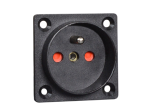 FRANCE, BELGIUM CEE 7/5 TYPE E 16 AMPERE-250 VOLT (FR1-16R) PANEL MOUNT OUTLET (50mmX50mm SIZE), 2 POLE-3 WIRE GROUNDING (2P+E), SHUTTERED CONTACTS, IP20 RATED, SCREW/CLAMP TYPE TERMINALS. BLACK.

<br><font color="yellow">Notes: </font> 
<br><font color="yellow">*</font> Recommended line, neutral and PE ground terminal torque = 0.5Nm.
<br><font color="yellow">*</font> Optional panel mount terminal shield #70127 available.
<br><font color="yellow">*</font> France, Belgium "locking" outlets #71125, #71130 available. Prevents accidental disconnects.
<br><font color="yellow">*</font> All CEE 7/7 European Schuko type plugs & power cords mate with France / Belgium outlets, sockets, connectors.
<br><font color="yellow">*</font> Requires #97120-BZ wall plate when mounted on American 2x4 wall boxes.
<br><font color="yellow">*</font> France, Belgium plugs, outlets, power cords, connectors, power strips, GFCI sockets listed below in related products. Scroll down to view.

