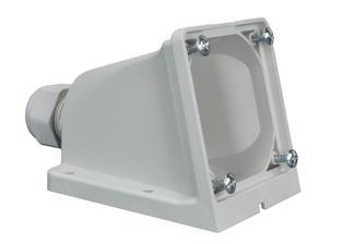 WATERTIGHT IP66 / IP68 DOWN ANGLE SURFACE MOUNT WALL BOX (*). ACCEPTS SCHUKO OUTLET #70310-NS & FRANCE / BELGIUM OUTLET #71130.

<br><font color="yellow">Notes: </font> 
<br><font color="yellow">*</font> Not for use with #70310.
<br><font color="yellow">*</font> Not for use with with (*) #71442, #71446. View down angle versions with surface mount boxes #71444, #71448.

