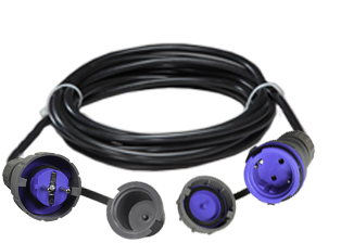 EUROPEAN SCHUKO, GERMAN WATERTIGHT 15 FOOT EXTENSION CORD, 16 AMPERE-250 VOLT, H07RN-F 2.5mm RUBBER CORDAGE, IP68 WATERTIGHT PLUG CEE 7/4 TYPE F (EU1-16P), IP68 CONNECTOR TYPE F CEE 7/3 (EU1-16R), 2 POLE-3 WIRE GROUNDING (2P+E). BLUE / GRAY.
<br><font color="yellow">Length: 4.6 METERS (15 FEET)</font>  
<br><font color="yellow">Notes: </font>
<br><font color="yellow">*</font><font color="orange">Custom lengths / designs available.</font>

<br><font color="yellow">*</font> Extension Cord Locks onto European Schuko German IP68 Watertight Panel Mount Power outlets # <a href="https://internationalconfig.com/icc6.asp?item=71446" style="text-decoration: none">71446</a>.
 
<br><font color="yellow">*</font> Extension Cord Locks onto European Schuko German IP67 Watertight Power Strip # <a href="https://internationalconfig.com/icc6.asp?item=71449" style="text-decoration: none">71449</a>.

<br><font color="yellow">*</font> Watertight IP68 European Schuko, German outlets, plugs, connectors listed below in related products. Scroll down to view. 

<br><font color="yellow">*</font> France / Belgium extension cord versions available. View  # <a href="https://internationalconfig.com/icc6.asp?item=71015" style="text-decoration: none">71015</a>.

<BR><font color="yellow">*</font> Material: PA6 (Nylon) Temp. Range:-40C to +80C.    
