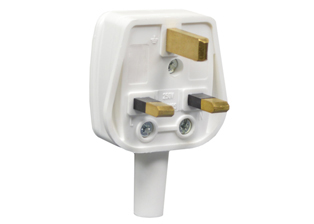 UK, BRITISH, UNITED KINGDOM PLUG (UK1-13P), 13 AMPERE-250 VOLT, BS 1363A TYPE G PLUG, IP20, REWIREABLE DOWN ANGLE PLUG, 13 AMPERE FUSED, 2 POLE-3 WIRE GROUNDING (2P+E), NYLON (HIGH IMPACT RESISTANT). WHITE. 

<br><font color="yellow">Notes: </font> 
<br><font color="yellow">*</font> Max. Cord O.D. = 0.335" (8.5mm)
<br><font color="yellow">*</font> Terminal screw torque = 0.5Nm, Cord grip screw torque = 0.8Nm, Housing screw torque = 0.5Nm.
<br><font color="yellow">*</font> Operating temp. = -5�C to +40�C. �25�C @ 25 h.
<br><font color="yellow">*</font> Material = Polyamide 6.
<br><font color="yellow">*</font> British, UK Plugs available with 3A, 5A, 10A, 13A fuses.
<br><font color="yellow">*</font> British, United Kingdom plugs, power cords, outlets, power strips, GFCI-RCD receptacles, sockets, connectors, extension cords, plug adapters listed below in related products. Scroll down to view.
 
