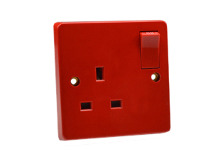 BRITISH, UNITED KINGDOM 13 AMPERE-250 VOLT OUTLET (86mmX86mm Size), BS 1363 TYPE G SOCKET (UK1-13R), ON/OFF DOUBLE POLE SWITCH, SHUTTERED CONTACTS, 2 POLE-3 WIRE GROUNDING (2P+E). DARK RED.

<br><font color="yellow">Notes: </font> 
<br><font color="yellow">*</font> Applications include General Use and Dedicated Circuits in commercial, industrial, hospital or medical installations.
<br><font color="yellow">*</font> Red color plugs #72140-RED, #72140-RED-H (Hospital Property) are listed below. Scroll down to view.
<BR> <font color="yellow"> Notes:</font>
<BR><font color="yellow">*</font> Weatherproof cover available # 74790-A (IP55 rated), Cover accepts & closes over down angle plugs (Not all plug variations).  
<BR><font color="yellow">*</font> Weatherproof enclosure available # 74790-B1 (IP66 rated), Cover closes & locks over down angle plugs (Not all plug variations). <BR><font color="yellow">*</font> European wall boxes. Use # 72350X47D, # 72350X35D, # 72350-F, # 72360, # 72360-RED.
 
<br><font color="yellow">*</font> British, United Kingdom plugs, power cords, outlets, power strips, GFCI-RCD receptacles, sockets, connectors, extension cords, Plug adapters listed below in related products. Scroll down to view.

 