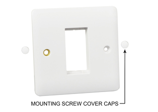 WALL PLATE / MOUNTING FRAME, ONE GANG, 86mmX86mm SIZE, ACCEPTS (1) 22.5mmX45mm INTERNATIONAL MODULAR POWER OUTLET, CIRCUIT BREAKER, SWITCH. WHITE. 

<br><font color="yellow">Notes:</font>
<br><font color="yellow">*</font> 60mm-60mm mounting centers, M3.5 mounting screws included, Torque = 0.5Nm.
<br><font color="yellow">*</font> IP2X, IK01 Rated, Material = Thermoset / PC, Storage temp. = -5�C to +40�C.
<br><font color="yellow">*</font> Panel mount or mount on European #72350X35D flush box, #72360 surface box, #74790, 74790-A weatherproof covers, #74790-B1 weatherproof enclosure.
<br><font color="yellow">*</font> Note: Not for use with wall box # 77190.
<br><font color="yellow">*</font> Mating modular outlets, switches, circuit breakers listed below. Scroll down to view. Call for application assistance.
 
 




 