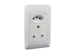 SOUTH AFRICA 16 AMPERE-250 VOLT DUPLEX OUTLET, SANS 164-2 (SA1-16R) <font color="yellow"> <font color="yellow"> TYPE N </font> </font> SOCKET, 16 AMPERE-250 VOLT SANS 164-1 <font color="yellow"> <font color="yellow"> TYPE M </font> </font> (SA2-16R) SOCKET, SHUTTERED CONTACTS, 2 POLE-3 WIRE GROUNDING (2P+E). WHITE. SABS APPROVED.

<br><font color="yellow">Notes: </font> 
<br><font color="yellow">*</font> Mounts on American / South Africa 2x4 wall boxes.
<br><font color="yellow">*</font> Effective January 2018 all new South Africa electrical installations shall include a minimum of one outlet complying with South Africa Standard SANS 164-2. Outlet accepts South Africa SANS 164-2 type N (3 pin), SANS 164-5 (2 pin) plugs and type C (2 pin) "Europlugs".
<br><font color="yellow">*</font> Plugs, power cords, sockets, switches, mounting frames and wall plates are listed below in related products. Scroll down to view.