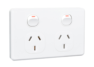 AUSTRALIA / NEW ZEALAND 10 AMPERE-250 VOLTS TYPE I DUPLEX OUTLET AS/NZS 3112 (AU1-10R), SINGLE POLE ON/OFF SWITCHES, INTEGRAL WALL PLATE, PANEL OR WALL BOX MOUNT, 2 POLE-3 WIRE GROUNDING (2P+E). WHITE.

<br><font color="yellow">Notes: </font> 
<br><font color="yellow">*</font> Mounts on American 2x4 wall boxes & International wall boxes with 3.28" (83mm / 84mm) mounting centers.

<br><font color="yellow">*</font> Mounts on Surface wall boxes # 84225-AR, # 74225 boxes.

<br><font color="yellow">*</font> Australia TUV approved building wire/cable available. #<a href="https://internationalconfig.com/icc6.asp?item=CNCP07AA002">CNCP07AA002</a>.
 