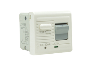 EUROPEAN GFCI / RCBO CIRCUIT BREAKER, (RCD / GFCI WITH OVER CURRENT CIRCUIT PROTECTION), 10 AMPERE-230 VOLT, SINGLE POLE + NEUTRAL, 50/60 HZ, 30mA TRIP, 45mmX45mm MODULAR SIZE, TEST/BUTTON, INDICATOR LIGHT, WALL BOX, PANEL, DIN RAIL MOUNT. WHITE.

<br><font color="yellow">Notes: </font> 
<br><font color="yellow">*</font> RCBO circuit breakers provide ground fault protection with over current circuit protection.
<br><font color="yellow">*</font> Mounts on American 2X4 wall boxes, requires frame # 79120X45-N & # 79130X45-N wall plate (White, Black, ALU, SS). 
<br> <font color="yellow">*</font> Mounts on American 4X4 wall boxes, requires frame # 79210X45-N & # 79220X45-N wall plate (White, SS).<br><font color="yellow">*</font> Mounts on European wall boxes (60mm on center), requires frame # 79250X45-N & wall plate # 79265X45-N.
<br><font color="yellow">*</font> Surface mount insulated wall boxes # 680602X45 series. Surface mount Metal wall boxes # 79235X45 series.
<br><font color="yellow">*</font> Surface mount weatherproof, IP66 rated. Requires frame # 730092X45 & # 74790X45 wall box.
<br><font color="yellow">*</font> Panel mount frames # 79100X45, # 79100X45-ALU. DIN rail mount Frame # 79595X45. <a href="https://www.internationalconfig.com/catalog_pages/pg94.pdf" style="text-decoration: none" target="_blank"> Panel Mount Instruction Guide</a>
<br><font color="yellow">*</font> Complete range of modular devices and mounting component options. <a href="https://www.internationalconfig.com/modular_electrical_devices.asp" style="text-decoration: none">Modular Devices Link</a>
 <br><font color="yellow">*</font> Wall plates, boxes, outlets, switches, modular GFCI/RCD and circuit breakers are listed below. Scroll down to view.