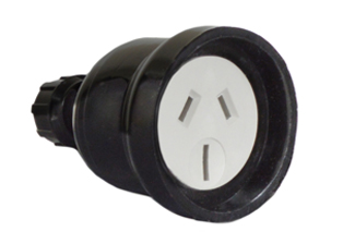 AUSTRALIA / NEW ZEALAND CONNECTOR, 15/10 AMPERE-250 VOLT REWIREABLE IN-LINE POWER CONNECTOR (AU1-10R, AU2-15R) (AS/NZS 4417 (RCM), AS/NZS 3112), 2 POLE-3 WIRE GROUNDING (2P+E). BLACK.

<br><font color="yellow">Notes: </font> 
<br><font color="yellow">*</font> Connector accepts 15 Ampere, 10 Ampere Australian / New Zealand plugs.
<br><font color="yellow">*</font> Compression type strain relief. Terminal screw torque = 0.6Nm.
<br><font color="yellow">*</font> Related plugs, outlets, GFCI sockets, power cords, power strips, adapters listed below. Scroll down to view.