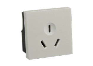 CHINA 10 AMPERE-250 VOLT, GB 1002, GB 2099 (CH1-10R) MODULAR OUTLET, TYPE I, 45mmX45mm SIZE, SNAP-IN MOUNTING, SHUTTERED CONTACTS, 2 POLE-3 WIRE GROUNDING (2P+E). WHITE. 

<br><font color="yellow">Notes: </font>  
<br><font color="yellow">*</font> Mounts on American 2X4 wall boxes, requires frame # 79120X45-N & # 79130X45-N wall plate (White, Black, ALU, SS). 
<br> <font color="yellow">*</font> Mounts on American 4X4 wall boxes, requires frame # 79210X45-N & # 79220X45-N wall plate (White, SS).<br><font color="yellow">*</font> Mounts on European wall boxes (60mm on center), requires frame # 79250X45-N & wall plate # 79265X45-N.
<br><font color="yellow">*</font> Surface mount insulated wall boxes # 680602X45 series. Surface mount Metal wall boxes # 79235X45 series.
<br><font color="yellow">*</font> Surface mount weatherproof, IP66 rated. Requires frame # 730092X45 & # 74790X45 wall box.
<br><font color="yellow">*</font> Panel mount frames # 79100X45, # 79100X45-ALU. DIN rail mount Frame # 79595X45. <a href="http://www.internationalconfig.com/catalog_pages/pg94.pdf" style="text-decoration: none" target="_blank"> Panel Mount Instruction Guide</a>
<br><font color="yellow">*</font> Complete range of modular devices and mounting component options. <a href="http://www.internationalconfig.com/modular_electrical_devices.asp" style="text-decoration: none">Modular Devices Link</a>
 <br><font color="yellow">*</font> Wall plates, boxes, outlets, switches, modular GFCI/RCD and circuit breakers are listed below. Scroll down to view.
