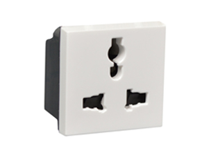 UNIVERSAL, INTERNATIONAL, EUROPEAN, BRITISH, AUSTRALIA , ASIA, THAILAND, 13A-250V, 15A-127V [MAX. RATINGS], MULTI-CONFIGURATION OUTLET, 45mmX45mm MODULAR SIZE, SHUTTERED CONTACTS, 2 POLE-3 WIRE GROUNDING [2P+E]. WHITE.

<br><font color="yellow">Notes: </font> 
<br><font color="yellow">*</font> Plug adapter # 30140 provides  "Earth" [2P+E] grounding connection from European, German, French Schuko CEE 7/7, CEE 7/4 plugs when used with # 74900X45-W outlet.
<br><font color="yellow">*</font> Mounts on American 2X4 wall boxes, requires frame # 79120X45-N & # 79130X45-N wall plate (White, Black, ALU, SS). 
<br> <font color="yellow">*</font> Mounts on American 4X4 wall boxes, requires frame # 79210X45-N & # 79220X45-N wall plate (White, SS).<br><font color="yellow">*</font> Mounts on European wall boxes (60mm on center), requires frame # 79250X45-N & wall plate # 79265X45-N.
<br><font color="yellow">*</font> Surface mount insulated wall boxes # 680602X45 series. Surface mount Metal wall boxes # 79235X45 series.
<br><font color="yellow">*</font> Surface mount weatherproof, IP66 rated. Requires frame # 730092X45 & # 74790X45 wall box.
<br><font color="yellow">*</font> Panel mount frames # 79100X45, # 79100X45-ALU. DIN rail mount Frame # 79595X45. <a href="https://www.internationalconfig.com/catalog_pages/pg94.pdf" style="text-decoration: none" target="_blank"> Panel Mount Instruction Guide</a>
<br><font color="yellow">*</font> Complete range of modular devices and mounting component options. <a href="https://www.internationalconfig.com/modular_electrical_devices.asp" style="text-decoration: none">Modular Devices Link</a>
 <br><font color="yellow">*</font> Wall plates, boxes, outlets, switches, modular GFCI/RCD and circuit breakers are listed below. Scroll down to view.