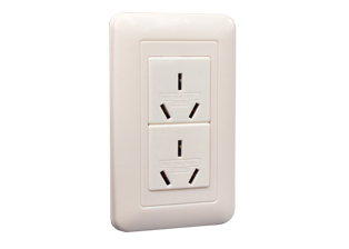 16A-250V Duplex China Modular Outlet with Mounting Frame, Ivory