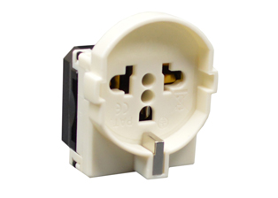 MULTI-CONFIGURATION EUROPEAN "SCHUKO" 16 AMPERE-250 VOLT CEE 7/3 (EU1-16R), TYPE A, B, C, E, F, L, J, <font color="yellow"> PANEL MOUNT / SURFACE MOUNT </font> OUTLET ACCEPTS CEE 7/7, CEE 7/4 (EU1-16P), ITALY-CHILE (IT1-10P), SWISS (SW1-10P), AMERICAN (NEMA 5-15P  <font color="yellow">  **  </font> 
) 2 POLE-3 WIRE GROUNDING (2P+E) PLUGS AND NON-GROUNDING EUROPEAN, INTERNATIONAL, NEMA (2P) PLUGS, WHITE.

<br><font color="yellow">Notes: </font> 
<br><font color="yellow">*</font> Panel mount = Use frames #74970-W, #74930. Surface mount = Use frames #74950, #74960.
<br><font color="yellow">*</font> Not for use with flush mount wall plates #74910, 74920, 74925, 74910-BLK,74920-BLK, .
<br><font color="yellow">***</font> 74901-SCH accepts most NEMA 5-15P molded cord set plugs with <font color="yellow">*</font> small plug body design<font color="yellow">*</font>.
<br><font color="yellow">*</font> GFCI outlets, PDU power strips, circuit breaker, switch, plug adapters are listed below in related products. Scroll down to view.

 
