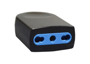 ITALIAN, ITALY, CHILE 10/16 AMPERE-250 VOLT CEI 23-50 (S17)(S11), CEI 23-16 TYPE L (IT1-10R/IT2-16R) CONNECTOR, 2 POLE-3 WIRE GROUNDING. BLACK. 

<br><font color="yellow">Notes: </font> 
<br><font color="yellow">*</font> #75160 connector accepts both 16 Ampere & 10 Ampere Italian plugs.
