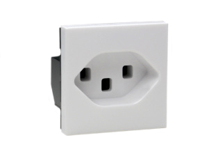 SWITZERLAND 16 AMPERE-250 VOLT T-23 SEV 1011 (SW2-16R & SW1-10R) OUTLET TYPE J, 45mmX45mm MODULAR SIZE, SCREWLESS TERMINALS, 2 POLE-3 WIRE GROUNDING (2P+E). WHITE.

<br><font color="yellow">Notes: </font> 
<br><font color="yellow">*</font> Outlet accepts 16 ampere & 10 Ampere Swiss plugs.
<br><font color="yellow">*</font> Mounts on American 2X4 wall boxes, requires frame # 79120X45-N & # 79130X45-N wall plate (White, Black, ALU, SS). 
<br> <font color="yellow">*</font> Mounts on American 4X4 wall boxes, requires frame # 79210X45-N & # 79220X45-N wall plate (White, SS).<br><font color="yellow">*</font> Mounts on European wall boxes (60mm on center), requires frame # 79250X45-N & wall plate # 79265X45-N.
<br><font color="yellow">*</font> Surface mount insulated wall boxes # 680602X45 series. Surface mount Metal wall boxes # 79235X45 series.
<br><font color="yellow">*</font> Surface mount weatherproof, IP66 rated. Requires frame # 730092X45 & # 74790X45 wall box.
<br><font color="yellow">*</font> Panel mount frames # 79100X45, # 79100X45-ALU. DIN rail mount Frame # 79595X45. <a href="https://www.internationalconfig.com/catalog_pages/pg94.pdf" style="text-decoration: none" target="_blank"> Panel Mount Instruction Guide</a>
<br><font color="yellow">*</font> Complete range of modular devices and mounting component options. <a href="https://www.internationalconfig.com/modular_electrical_devices.asp" style="text-decoration: none">Modular Devices Link</a>
 <br><font color="yellow">*</font> Wall plates, boxes, outlets, switches, modular GFCI/RCD and circuit breakers are listed below. Scroll down to view.
