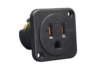JAPAN 15 AMPERE-125 VOLT PANEL MOUNT OUTLET, JIS C 8303 TYPE B (JA1-15R) (NEMA 5-15R), IMPACT RESISTANT NYLON BODY, 2 POLE-3 WIRE GROUNDING (2P+E), BACK OR SIDE WIRED. BLACK. PSE, JET APPROVED.

<br><font color="yellow">Notes: </font> 
<br><font color="yellow">*</font> Outlet accepts 15A-125V American NEMA 5-15P, NEMA 1-15P plugs, Japan JA1-15P plugs. <font color="YELLOW"> Locking version available #78508-LK prevents accidental disconnects.</font>
<br><font color="yellow">*</font> Japan power cords, plugs, outlets, connectors are listed below in related products. Scroll down to view.