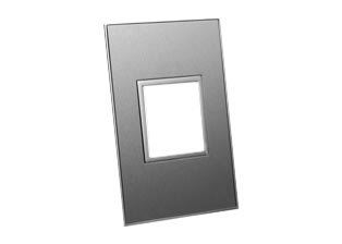 WALL PLATE, ONE GANG. STAINLESS STEEL FINISH. ACCEPTS ONE 45mmX45mm OR TWO 22.5mmX45mm SIZE MODULAR DEVICES.

<br><font color="yellow">Notes: </font> 
<br><font color="yellow">*</font> Requires #79120X45-N mounting frame. Frame mounts on American 2x4 wall boxes.
<br><font color="yellow">*</font> Material = Brush finish stainless steel with thermoplastic body.