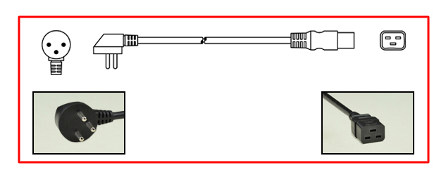 ISRAEL 16 AMPERE-250 VOLT DETACHABLE POWER CORD SET SI 32 [IS1-16P] ANGLE PLUG, IEC 60320 C-19 CONNECTOR, 2 POLE-3 WIRE GROUNDING, 2.5 METERS [8FT-2IN] [98"] LONG. BLACK.
<br><font color="yellow">Length: 2.5 METERS [8FT-2IN]</font>