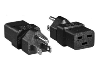 ADAPTER, 15 AMPERE-125 VOLT NEMA 5-15P PLUG, IEC 60320 C-19 CONNECTOR, CONNECTS C-19 CONNECTOR WITH IEC 60320 C-20 PLUGS, C-20 POWER CORDS, C-20 POWER INLETS, 2 POLE-3 WIRE GROUNDING (2P+E). BLACK.

<br><font color="yellow">Notes: </font> 
<br><font color="yellow">*</font> NEMA 5-15P plug connects with NEMA 5-15R and NEMA 5-20R outlets.
<br><font color="yellow">*</font> "Y" type splitter adapter, C-19, C-20 plug adapters, IEC 60320 C-13, C-14, C-15, C-5, C-7 plug adapters, European adapters are listed below in related products. Scroll down to view.

