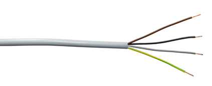 <font color="yellow">Cordage: H05VV-F (1.5mm²)</font>
<br>
EUROPEAN H05VV-F "HAR" VDE APPROVED CORDAGE, 4 CONDUCTOR 16AWG (1.5mm²), 300/500 VOLT, 70°C, PVC JACKET, PVC CONDUCTORS (BROWN, BLACK, GREY, GREEN/YELLOW), O.D. = 9.0mm, GREY.

<BR> <font color="yellow"> Notes:</font>
<BR> <font color="yellow">*</font> Flex temp. range = -5°C to +70°C. 
<BR> <font color="yellow">*</font> Static temp. range = -40°C to +70°C.  
<BR> <font color="yellow">*</font> Working voltage = 300/500 volts.
<BR> <font color="yellow">*</font> Flexing bending radius = 7.5 x Ø 
<BR> <font color="yellow">*</font> Additional cordage sizes listed below in related products. Scroll down to view.