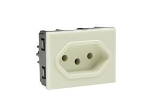 BRAZIL 10A-250V NBR 14136 OUTLET TYPE N (BR2-10R), 37mmX50mm MODULAR SIZE, 2 POLE-3 WIRE GROUNDING (2P+E), WALL BOX, PANEL, DIN RAIL MOUNT. WHITE. Terminal screw torque: 0.5Nm.

<br><font color="yellow">Notes: </font> 

<br><font color="yellow">*</font> Outlet mounts on American 2x4 wall boxes. Requires frame # 84202-F & wall plate # 84702 (White).  Options: Dark Gray, Chrome.

<br><font color="yellow">*</font> Weatherproof Cover # 84202-WP, IP 55 rated, Mounts on American 2X4 Wall box or Panel Mount.   
  
<br><font color="yellow">*</font> Outlet mounts on American 4x4 wall boxes. Requires frame # 84203-F & wall plate # 84705 (White).  Options: Dark Gray, Chrome. 
 
<br><font color="yellow">*</font> Outlet Panel Mounts. Requires frame # 84455 (White) Option: Dark Gray. DIN Rail mount. Requires frame # 84449. White. 

<br><font color="yellow">*</font> Surface mount wall boxes, View # 84443 series. Surface mount weatherproof box , IP 55 rated # 84446. White.

<br><font color="yellow">*</font> Scroll down to view South America, Argentina, Brazil, Chile, Peru plugs, outlets, power cords, power strips, plug adapters.
 
 