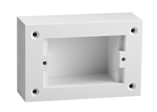 SURFACE MOUNT WALL BOX, IP55 RATED, 44mm DEEP. WHITE. 

<br><font color="yellow">Notes: </font>

<br><font color="yellow">*</font> Wall box has 83mm (3 9-32")  mounting centers. Same as American 2X4 wall boxes.

<br><font color="yellow">*</font> Accepts South America, Argentina, Brazil, Chile outlets with 83mm mounting centers.  
<br><font color="yellow">*</font> Accepts Australia, South Africa, India, China, Asia outlets with 83mm mounting centers.   

<br><font color="yellow">*</font> Accepts American, Canada outlets with 3 9/32" (83mm) mounting centers.   
<br><font color="yellow">*</font> Not for use with #74900-MCS, #74900-MCSV W.P. covers.
