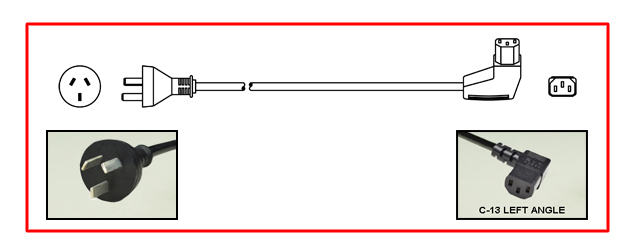 ARGENTINA 10 AMPERE-250 VOLT DETACHABLE POWER CORD SET, IRAM 2073 TYPE I PLUG [AR1-10P], LEFT ANGLE IEC 60320 C-13 CONNECTOR, 2 POLE-3 WIRE GROUNDING [2P+E] 2.5 METERS [8FT-2IN] [98"] LONG. BLACK.
<br><font color="yellow">Length: 2.5 METERS [8FT-2IN]</font>

<br><font color="yellow">Notes: </font> 
<br><font color="yellow">*</font> Argentina power cords are designed and approved for use in Argentina only. Argentina plug / outlet wiring systems (polarity) is different from other countries that have similar type "I" plug configuration designs.