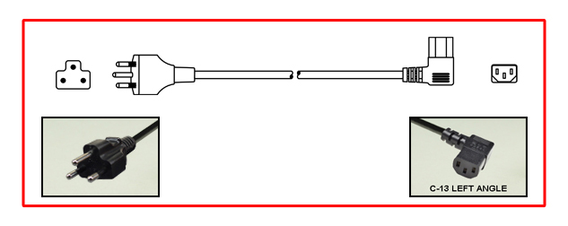 THAILAND 10 AMPERE-250 VOLT POWER CORD, TIS 166-2549 PLUG, TISI TYPE O [TH1-16P], H05VV-F 1.0mm2 CORDAGE, LEFT ANGLE IEC 60320 C-13 CONNECTOR, 2 POLE-3 WIRE GROUNDING [2P+E], 2.5 METERS [8FT-2IN] [98"] LONG. BLACK.
<br><font color="yellow">Length: 2.5 METERS [8FT-2IN]</font>

<br><font color="yellow">Notes: </font> 
<BR><font color="yellow">*>>></font> TIS STANDARD 166-2549 Mandatory effective date November 2020.
<br><font color="yellow">*</font> Plug connects  with Thailand TIS 2432-2555 Type O Sockets & International Universal Sockets. View:  <a href="https://internationalconfig.com/icc6.asp?item=85100X45D" style="text-decoration: none">Thailand Receptacles, Outlets </a>.  
