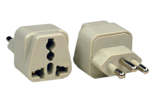 UNIVERSAL BRAZIL, SOUTH AFRICA PLUG ADAPTER, 16 AMPERE-250 VOLT, CONNECTS BRAZIL, S, AFRICA, BRITISH, AUSTRALIA, EUROPEAN, NEMA, WORLDWIDE / INTERNATIONAL PLUGS WITH BRAZIL <font color="yellow"> TYPE N, </font> NBR 14136 20A-250V OUTLETS, SOUTH AFRICA 16A-250V SANS 164-2 OUTLETS, 2 POLE-3 WIRE GROUNDING (2P+E). GRAY. 

<br><font color="yellow">Notes: </font> 
<br><font color="yellow">*</font> Adapter plug connects with South Africa SANS 164-2 type N 15/16A-250V outlets and Brazil NBR 14136 type N 20A-250V outlets only.
<br><font color="yellow">*</font> Add-on adapter #74900-SGA required for "Grounding / Earth" connection when #85305-BR3 is used with European, German, French "Schuko" CEE 7/7 & CEE 7/4 plugs.
<br><font color="yellow">*</font> Optional plug adapter with integral "Grounding / Earth" connection #85305-GBA is listed below in related products. Scroll down to view.

