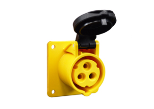 IEC 60309 (4h) PIN & SLEEVE PANEL MOUNT RECEPTACLE OUTLET, 20 AMPERE-120 VOLT, SPLASHPROOF (IP44), 2 POLE-3 WIRE GROUNDING (2P+E), CEE 17, IEC 309, NYLON (POLYAMIDE BODY), OPERATING TEMP. = -25�C TO +80�C. 60mmX60mm C TO C MOUNTING. YELLOW.

<br><font color="yellow">Notes: </font> 
<br><font color="yellow">*</font> 888-13000-NS has internal wiring polarity orientation designed for use in North America and therefore is C(UL)US approved. If point of use for this product is outside North America use our 999 series pin and sleeve devices which meet approvals and polarity requirements for European countries. <a href="https://internationalconfig.com/icc6.asp?item=999-13000-NS" style="text-decoration: none">999 Series Link</a>
<br><font color="yellow">*</font>  Scroll down to view additional yellow IEC 60309 (4h) devices listed below in the related products or download the IEC 60309 Pin & Sleeve Brochure to view the entire range of pin and sleeve devices.


