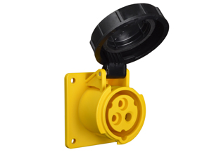 IEC 60309 (4h) PIN & SLEEVE PANEL MOUNT RECEPTACLE OUTLET, 20 AMPERE-120 VOLT, WATERTIGHT (IP67), 2 POLE-3 WIRE GROUNDING (2P+E), CEE 17, IEC 309, NYLON (POLYAMIDE BODY), OPERATING TEMP. = -25�C TO +80�C. 60mmX60mm C TO C MOUNTING. YELLOW. 

<br><font color="yellow">Notes: </font> 
<br><font color="yellow">*</font> 888-1371-NS has internal wiring polarity orientation designed for use in North America and therefore is C(UL)US approved. If point of use for this product is outside North America use our 999 series pin and sleeve devices which meet approvals and polarity requirements for European countries. <a href="http://internationalconfig.com/icc6.asp?item=999-1371-NS" style="text-decoration: none">999 Series Link</a>
<br><font color="yellow">*</font> Scroll down to view additional yellow IEC 60309 (4h) devices listed below in the related products or download the IEC 60309 Pin & Sleeve Brochure to view the entire range of pin and sleeve devices.



