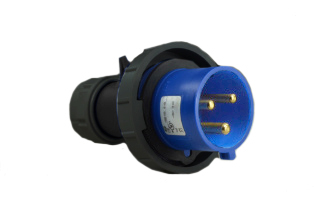 IEC 60309 (6h) 30 AMPERE-250 VOLT C(UL)US, 32 AMPERE-220 VOLT OVE, WATERTIGHT (IP67) PIN & SLEEVE POWER PLUG, UNIVERSAL APPROVALS, 2 POLE-3 WIRE GROUNDING (2P+E), COMPRESSION STRAIN RELIEF, NYLON (POLYAMIDE BODY), OPERATING TEMP. = -25�C TO +80�C, BLUE. APPROVALS: C(UL)US, OVE. CERTIFICATIONS: REACH, RoHS, CE.

