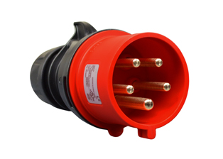IEC 60309 (6h) PIN AND SLEEVE 3-PHASE PLUG, 20 AMPERE-200/415 VOLT (C(UL)US), 16 AMPERE-220/380, 240/415 VOLT (OVE), SPLASHPROOF (IP44) "UNIVERSAL APPROVED", COMPRESSION STRAIN RELIEF, 4 POLE-5 WIRE GROUNDING (3P+N+E), NYLON (POLYAMIDE BODY), OPERATING TEMP. = -25�C TO +80�C, RED. APPROVALS: C(UL)US, OVE. CERTIFICATIONS: REACH, RoHS, CE. 

<br><font color="yellow">Notes: </font> 
<br><font color="yellow">*</font>  Download IEC 60309 Pin & Sleeve Brochure to view complete range of pin & sleeve devices.
