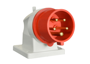IEC 60309 (6h) PIN & SLEEVE 3 PHASE DOWN ANGLE PANEL MOUNT INLET, 20 AMPERE-200/415 VOLT (C(UL)US), 16 AMPERE-220/380, 240/415 VOLT (OVE), SPLASHPROOF (IP44) "UNIVERSAL APPROVED", 4 POLE-5 WIRE GROUNDING (3P+N+E), NYLON (POLYAMIDE BODY), OPERATING TEMP. = -25�C TO +90�C, 40mmX68mm C TO C MOUNTING. RED. APPROVALS: C(UL)US, OVE. CERTIFICATIONS: REACH, RoHS, CE. 

<br><font color="yellow">Notes: </font> 
<br><font color="yellow">*</font>  Download IEC 60309 Pin & Sleeve Brochure to view complete range of pin & sleeve devices.