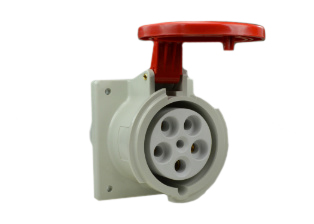 IEC 60309 (6h) 3 PHASE OUTLET, 60A-380/415V (400 VOLT) (UL/CSA), 63A-220/380V-240/415V (400 V0LT) (EUROPEAN), SPLASHPROOF (IP44) "UNIVERSAL APPROVED" FLANGED PIN & SLEEVE OUTLET, 4 POLE-5 WIRE GROUNDING (3P+N+E), NYLON BODY (POLYAMIDE 6). OPERATING TEMP. = -25�C TO +90�C, RED. 

<br><font color="yellow">Notes: </font> 
<br><font color="yellow">*</font> Terminals accept 8AWG, 6AWG, 4AWG conductors.
