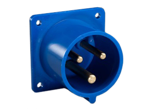 IEC 60309 (6h) 30 AMPERE-250 VOLT (C(UL)US), 32 AMPERE-220 VOLT (OVE), SPLASHPROOF (IP44) PANEL MOUNT POWER INLET, "UNIVERSAL APPROVALS", 2 POLE-3 WIRE GROUNDING (2P+E), NYLON (POLYAMIDE BODY), OPERATING TEMP. = -25°C TO +80°C, 56mmX56mm C TO C MOUNTING, BLUE. APROVALS: C(UL)US, OVE. CERTIFICATIONS: REACH, RoHS, CE.  
