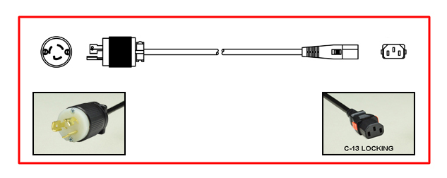 <font color="red">LOCKING</font> 15 AMPERE-125 VOLT POWER CORD, NEMA L5-15P LOCKING PLUG, IEC 60320 <font color="RED"> LOCKING C-13 CONNECTOR</font>, SJT 14/3 AWG, 105�C, 2 POLE-3 WIRE GROUNDING [2P+E], 2.5 METERS [8FT-2IN] [98"] LONG. BLACK. 
<br><font color="yellow">Length: 2.5 METERS [8FT-2IN]</font>

<br><font color="yellow">Notes: </font> 
<br><font color="yellow">*</font> Locking C13 connector designed to securely lock onto all C14 inlets, C14 plugs, C14 power cords.
<br><font color="yellow">*</font> IEC 60320 C13 connector locks onto C14 power inlets or C14 plugs. (<font color="red"> Red color (slide release latch) unlocks the C13 connector.</font>)
<br><font color="yellow">*</font> <font color="red"> Locking</font> European, British, UK, Australian, International and America / Canada (NEMA) 5-15P, 5-20P, 6-15P, 6-20P, L5-15P, L6-15P, L5-20P, L6-20P, L5-30P, L6-30P, IEC 60309 (6h), IEC 60320 C13, IEC 60320 C19 locking power cords are listed below in related products. Scroll down to view.