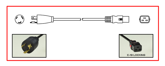 <font color="red">LOCKING</font> 15 AMPERE-250 VOLT POWER CORD, NEMA L6-20P LOCKING PLUG, IEC 60320 <font color="RED"> LOCKING C-19 CONNECTOR</font>, SJT 14/3 AWG, 105�C, 2 POLE-3 WIRE GROUNDING (2P+E), 1.8 METERS (6 FEET) (72") LONG. BLACK. 
<br><font color="yellow">Length: 1.8 METERS (6 FEET)</font>

<br><font color="yellow">Notes: </font> 
<br><font color="yellow">*</font> IEC 60320 C19 connector locks onto C20 power inlets or C20 plugs. (<font color="red"> Red color (slide release latch) unlocks the C19 connector.</font>)
<br><font color="yellow">*</font> <font color="red">Locking</font> European, British, UK, Australian, International and America / Canada (NEMA) 5-15P, 5-20P, 6-15P, 6-20P, L5-15P, L6-15P, L5-20P, L6-20P, L5-30P, L6-30P, IEC 60309 (6h), IEC 60320 C13, IEC 60320 C19 locking power cords are listed below in related products. Scroll down to view.