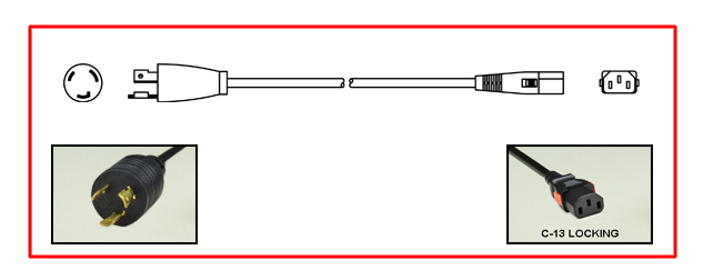 <font color="red">LOCKING</font> 15 AMPERE-250 VOLT POWER CORD, NEMA L6-20P LOCKING PLUG, IEC 60320 <font color="RED"> LOCKING C-13 CONNECTOR</font>, SJT 14/3 AWG, 105C, 2 POLE-3 WIRE GROUNDING (2P+E). 1.8 METERS (6 FEET) (72") LONG. BLACK. 
<br><font color="yellow">Length: 1.8 METERS (6 FEET)</font>

<br><font color="yellow">Notes: </font> 
<br><font color="yellow">*</font> Locking C13 connector designed to securely lock onto all C14 inlets, C14 plugs, C14 power cords.
<br><font color="yellow">*</font> IEC 60320 C13 connector locks onto C14 power inlets or C14 plugs. (<font color="red"> Red color (slide release latch) unlocks the C13 connector.</font>)
<br><font color="yellow">*</font> <font color="red"> Locking</font> European, British, UK, Australian, International and America / Canada NEMA 5-15P, 5-20P, 6-15P, 6-20P, L5-15P, L6-15P, L5-20P, L6-20P, L5-30P, L6-30P, IEC 60309 (6h), IEC 60320 C13, IEC 60320 C19 locking power cords are listed below in related products. Scroll down to view.
