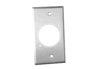 WEATHER RESISTANT STAINLESS STEEL ONE GANG WALL PLATE WITH GASKET. ALLOWS LOCKING / WATERTIGHT EUROPEAN SCHUKO #70300 & FRANCE / BELGIUM #71125 IP66 / IP68 OUTLETS TO BE MOUNTED ON STANDARD FLUSH OR SURFACE TYPE AMERICAN 2x4 WALL BOXES. 

<br><font color="yellow">Notes: </font> 
<br><font color="yellow">*</font> Outlets IP66, IP68 watertight ratings are not maintained when mounted on #97125-WP wall plate.
<br><font color="yellow">*</font> France/Belgium IP66, IP68, Locking/Watertight outlet, plug and IP44, IP54 rated International/Worldwide panel mount/wall box mount power outlets for all countries are listed below in related products. Scroll down to view.

 