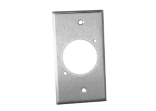 STAINLESS STEEL ONE GANG WALL PLATE, ACCEPTS FRENCH #71110-N OUTLETS ONLY.

<br><font color="yellow">Notes: </font> 
<br><font color="yellow">*</font> Mounts on American 2x4 wall surface or recessed wall boxes.
<br><font color="yellow">*</font> Weatherproof outlets and wall plates listed below in related products. Scroll down to view.


  