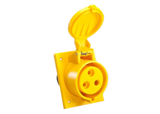 IEC 60309 (4h) PIN & SLEEVE PANEL MOUNT ANGLED RECEPTACLE OUTLET, 32 AMPERE 110-130 VOLT, 50/60HZ, SPLASHPROOF (IP44), 2 POLE-3 WIRE GROUNDING (2P+E), CEE 17, IEC 309, NYLON (POLYAMIDE BODY), OPERATING TEMP. = -25°C TO +80°C. 60mmX73mm C TO C MOUNTING. YELLOW. OVE APPROVED. 

<br><font color="yellow">Notes: </font> 
<br><font color="yellow">*</font> 999-1228-NS has internal wiring polarity orientation designed for use in countries outside of North America and therefore is only European approved. If point of use for this product is within North America use our 888 series pin and sleeve devices which meet approvals and polarity requirements for North America. <a href="https://internationalconfig.com/icc6.asp?item=888-1228-NS" style="text-decoration: none">888 Series Link</a>
<br><font color="yellow">*</font> Scroll down to view additional yellow IEC 60309 (4h) devices listed below in the related products or <BR>download the IEC 60309 Pin & Sleeve Brochure to view the entire range of pin and sleeve devices.