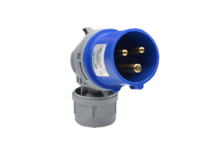 IEC 60309 (6h) PIN & SLEEVE DOWN ANGLE PLUG, 16 AMPERE 220-250 VOLT, SPLASHPROOF (IP44), 2 POLE-3 WIRE GROUNDING (2P+E), COMPRESSION STRAIN RELIEF, NYLON (POLYAMIDE  BODY), OPERATING TEMP. = -25C TO +80C, BLUE. 

<br><font color="yellow">Notes: </font> 
<br><font color="yellow">*</font> Scroll down to view related pin & sleeve devices or download IEC 60309 Pin & Sleeve Brochure.
<br><font color="yellow">*</font> IEC 60309 (6h) power cords listed below under related products. Scroll down to view.