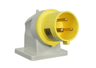 IEC 60309 (4h) PIN & SLEEVE ANGLED FLANGED POWER INLET, 16 AMPERE 110-130 VOLT, 50/60HZ, SPLASHPROOF (IP44), 2 POLE-3 WIRE GROUNDING (2P+E), CEE 17, IEC 309, NYLON (POLYAMIDE BODY), OPERATING TEMP. = -25C TO +80C. 61mmX53mm C TO C MOUNTING. YELLOW. CERTIFICATIONS: REACH, RoHS, CE. 

<br><font color="yellow">Notes: </font> 
<br><font color="yellow">*</font> Download IEC 60309 Pin & Sleeve Brochure to view all pin & sleeve devices.