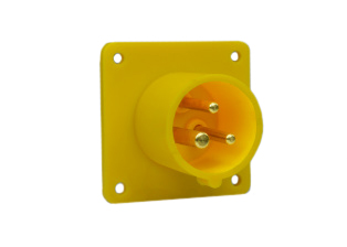 IEC 60309 (4h) PIN & SLEEVE PANEL MOUNT FLANGED INLET, 16 AMPERE 110-130 VOLT, 50/60 HZ, SPLASHPROOF (IP44), 2 POLE-3 WIRE GROUNDING (2P+E), CEE 17, IEC 309, NYLON (POLYAMIDE BODY), OPERATING TEMP. = -25�C TO +80�C. 56mmX56mm C TO C MOUNTING. YELLOW. EUROPEAN OVE APPROVAL.

<br><font color="yellow">Notes: </font> 
<br><font color="yellow">*</font> 999-6134-NS has internal wiring polarity orientation designed for use in countries outside of North America and therefore is only European approved. If point of use for this product is within North America use our 888 series pin and sleeve devices which meet approvals and polarity requirements for North America. <a href="https://internationalconfig.com/icc6.asp?item=888-6134-NS" style="text-decoration: none">888 Series Link</a>
<br><font color="yellow">*</font> Scroll down to view additional yellow IEC 60309 (4h) devices listed below in the related products or <BR>download the IEC 60309 Pin & Sleeve Brochure to view the entire range of pin and sleeve devices.