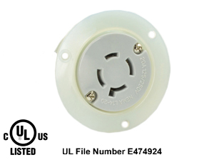 20 AMPERE-125/250 VOLT (NEMA L14-20R) FLANGED PANEL MOUNT POWER OUTLET, 3 POLE-4 WIRE GROUNDING (3P+E), IMPACT RESISTANT NYLON BODY, SPECIFICATION GRADE. WHITE.

<br><font color="yellow">Notes: </font> 
<br><font color="yellow">*</font> Temp. range = -40�C to +75�C.
<br><font color="yellow">*</font> NEMA locking 15A, 20A, 30A (125V, 250V), IEC 60309 (20A, 30A, 60A, 125A) power outlets are listed below in related products. Scroll down to view.
