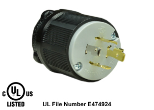 20 AMPERE-125/250 VOLT (NEMA L14-20P) LOCKING PLUG, SPECIFICATION GRADE, IMPACT RESISTANT NYLON BODY, CABLE DUST / MOISTURE SHIELD (IP20), 3 POLE-4 WIRE GROUNDING (3P+E). BLACK / GRAY. 
 
<br><font color="yellow">Notes: </font> 
<br><font color="yellow">*</font> Terminals accept 14/3, 12/3, 10/3 AWG size conductors.
<br><font color="yellow">*</font> Strain relief (cord grip range) = 0.375-1.156" dia.
<br><font color="yellow">*</font> Temp. range = -40�C to +75�C.
<br><font color="yellow">*</font> Power cords, plugs, connectors, outlets, inlets, receptacles, adapters are listed below in related products. Scroll down to view.